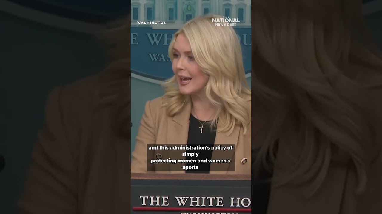 Riley Gaines asks Karoline Leavitt a question during press briefing