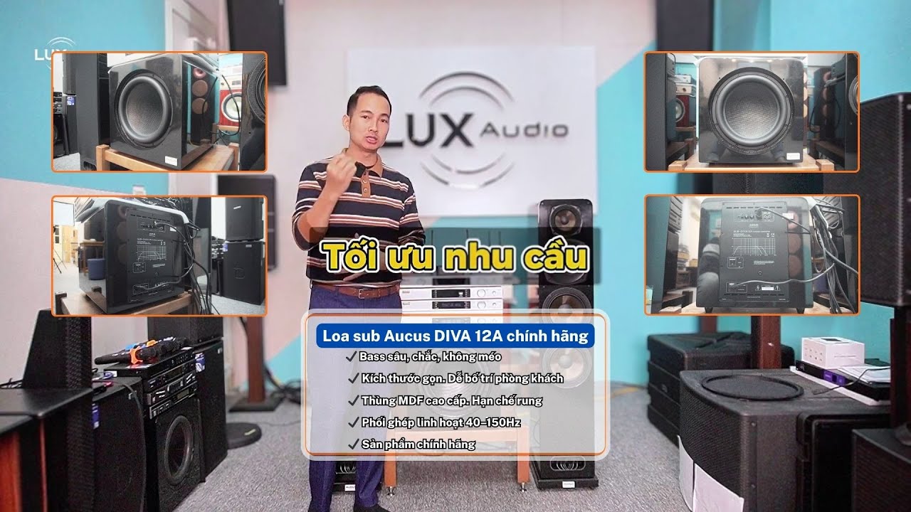 Aucus DIVA 12A. Công suất 500W. Hát karaoke chắc tiếng. Xem phim có lực.  Nghe nhạc rõ nền trầm