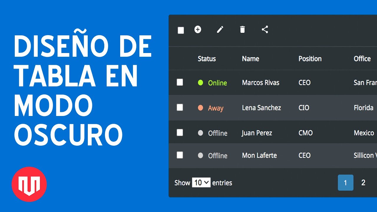 DISEÑO DE TABLA MODO OSCURO EN CSS