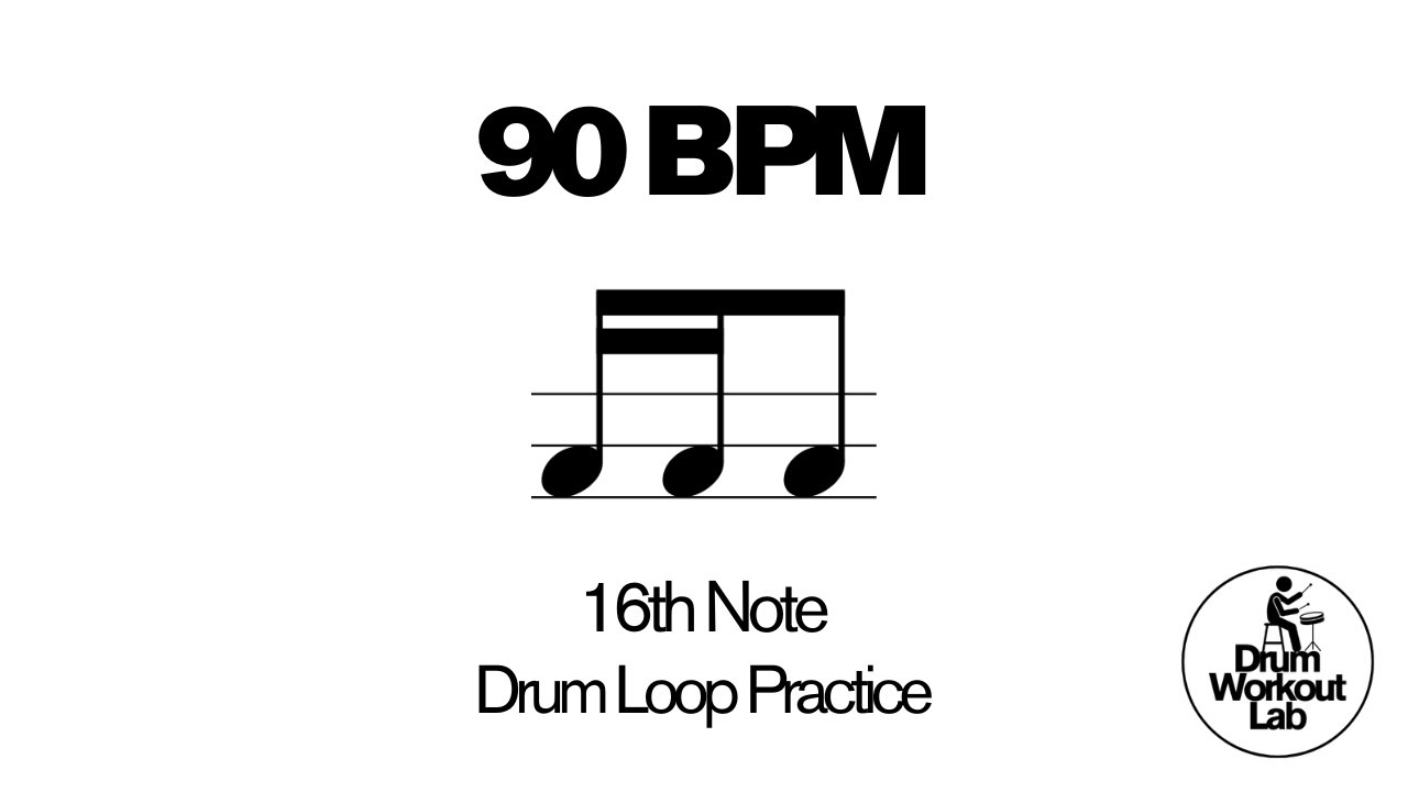 16th Note Drum Exercise | 1 e & | 90 BPM | Drum Loop