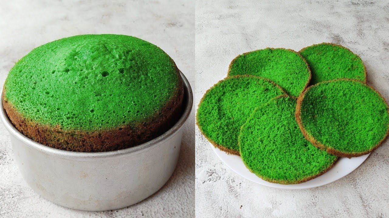 Green Velvet Sponge Cake Recipe Without Oven l Basic Sponge Cake Recipe | Green Velvet Sponge Cake..