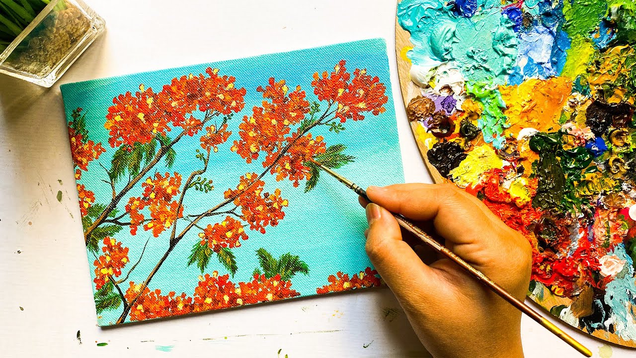 How to Paint Gulmohar flowers #WithMe