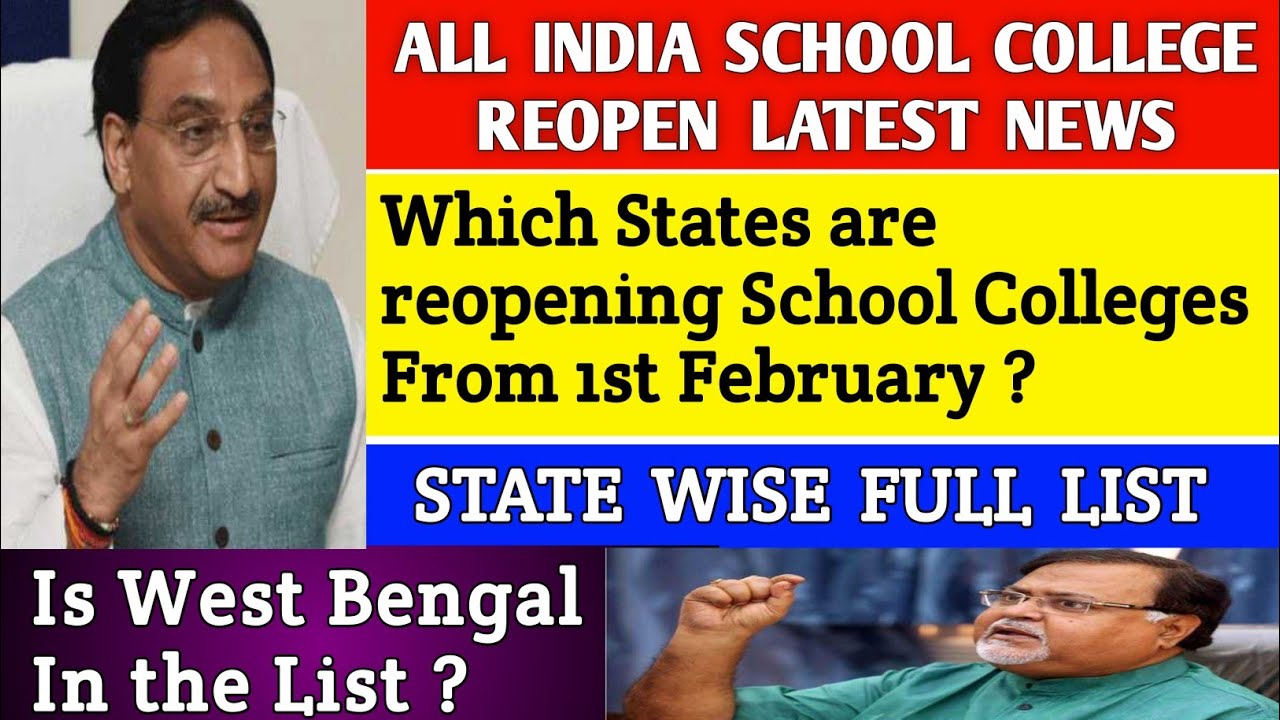 SCHOOL COLLEGE REOPENING IN FEBRUARY😲|school college reopen date 2021-west bengal maharashtra gujrat