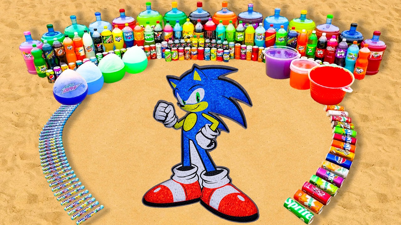 Эксперимент: Как сделать радужный SONIC из больших шариков Orbeez, Fanta, Coca-Cola против Mentos...