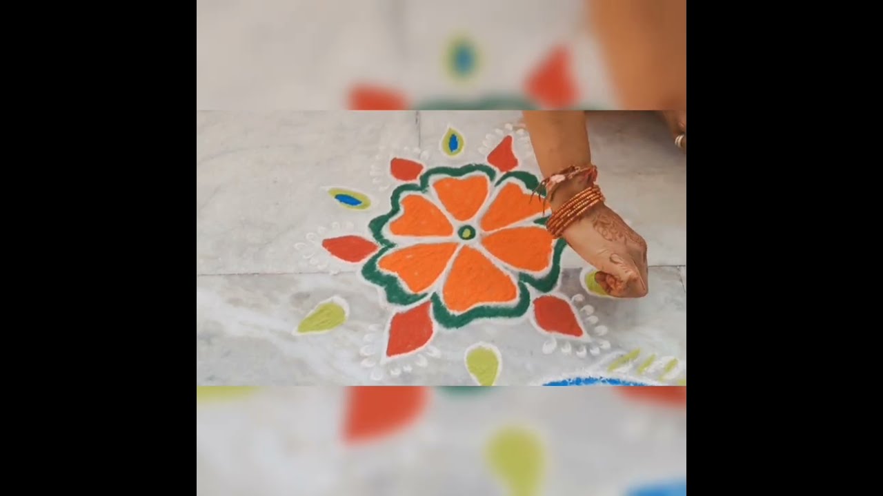 ✨Festive day with simple rangoli🌼 | No tools required #viral #rangoli #trending #youtube 