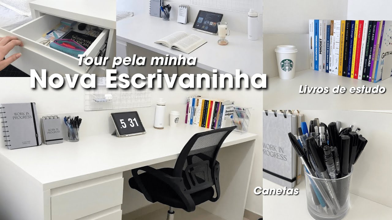 Tour pela ESCRIVANINHA ✨| gavetas, materiais PAPELARIA |  livros, cadernos, decorações, pinterest📚