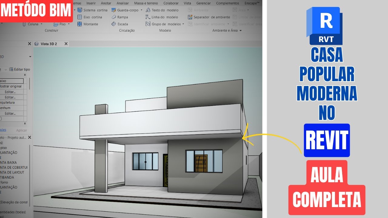 Aprenda como fazer uma casa popular moderna no Revit  | projeto completo para iniciantes