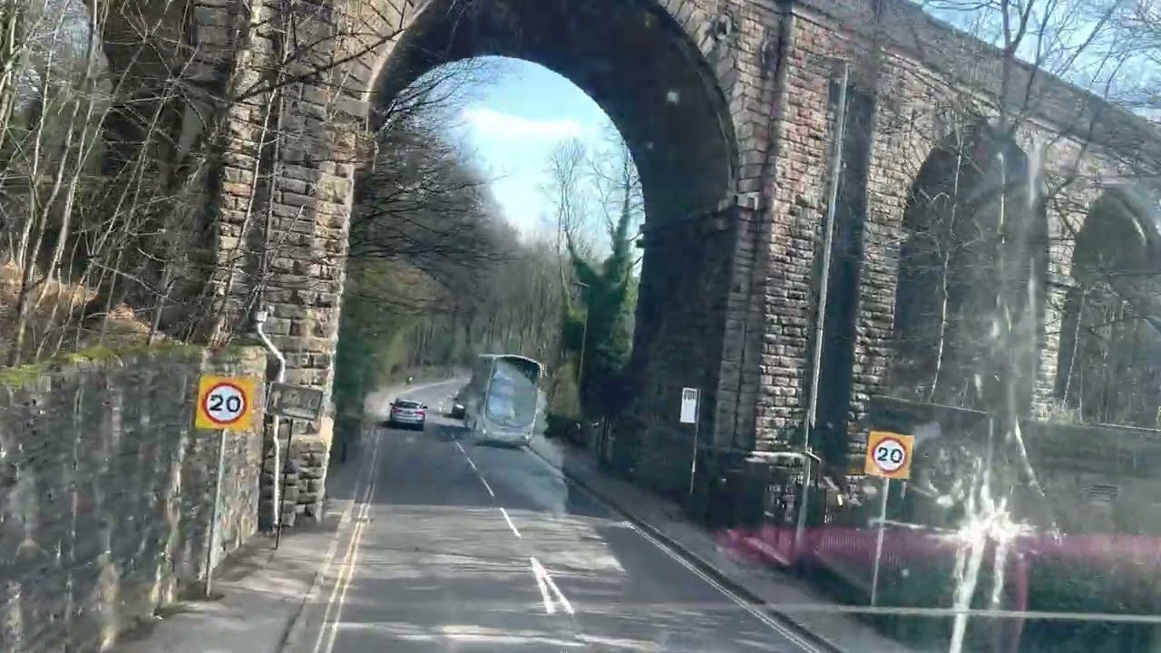 Uk village sunny day bus tour Saddleworth delph uppermil  near Manchester