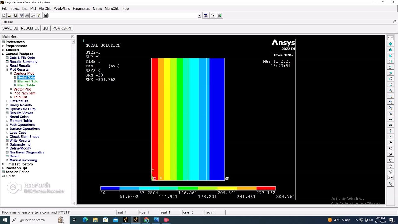 Thermal Analysis of Composite Wall on Ansys APDL