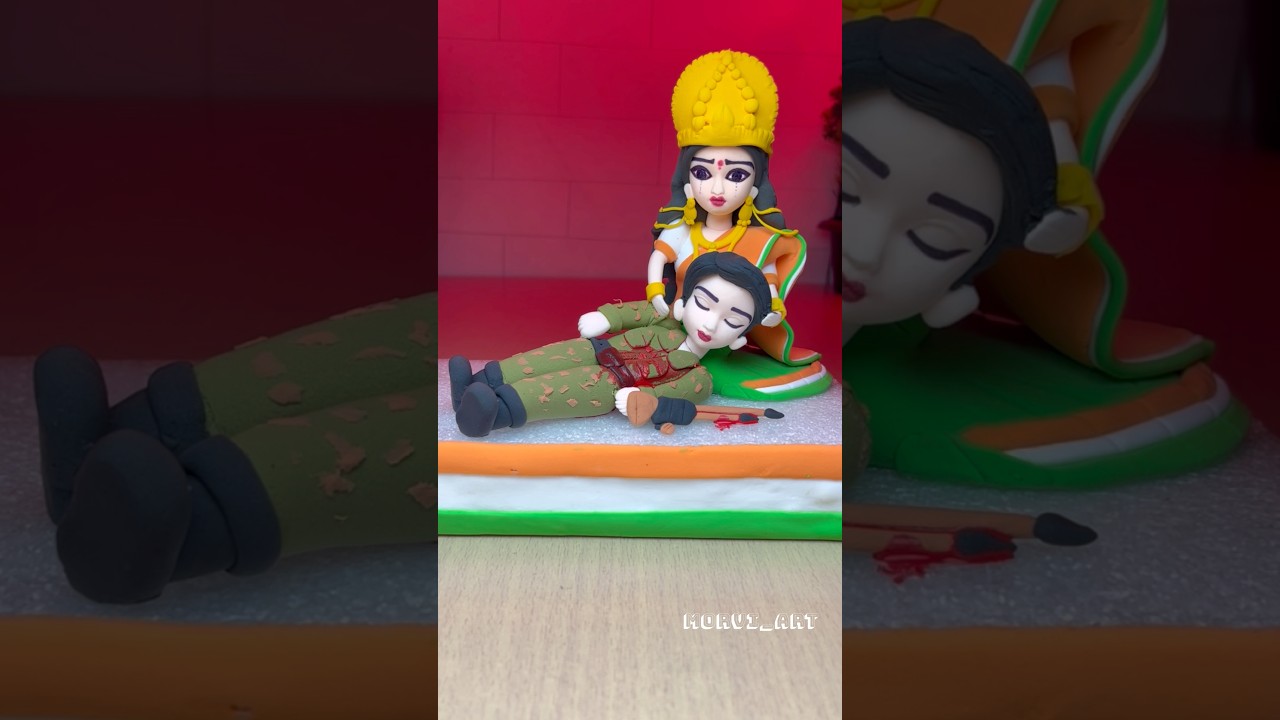 Bharat Mata with Indian Army Soldier making👮🏻&zwj;♀️ Independence Day Special idol 🇮🇳 #shorts