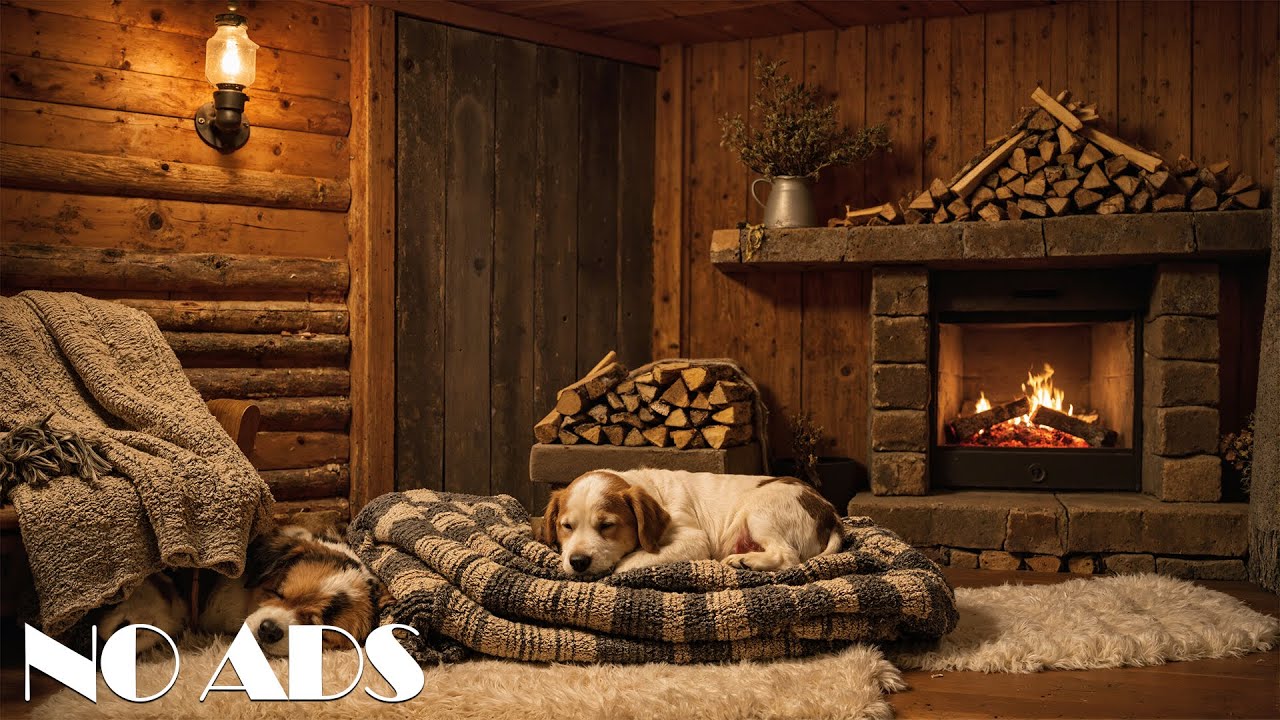 Dog Sleep Music 🐶🔥 Cozy Fireplace Ambience for Deep Sleep and Relaxation