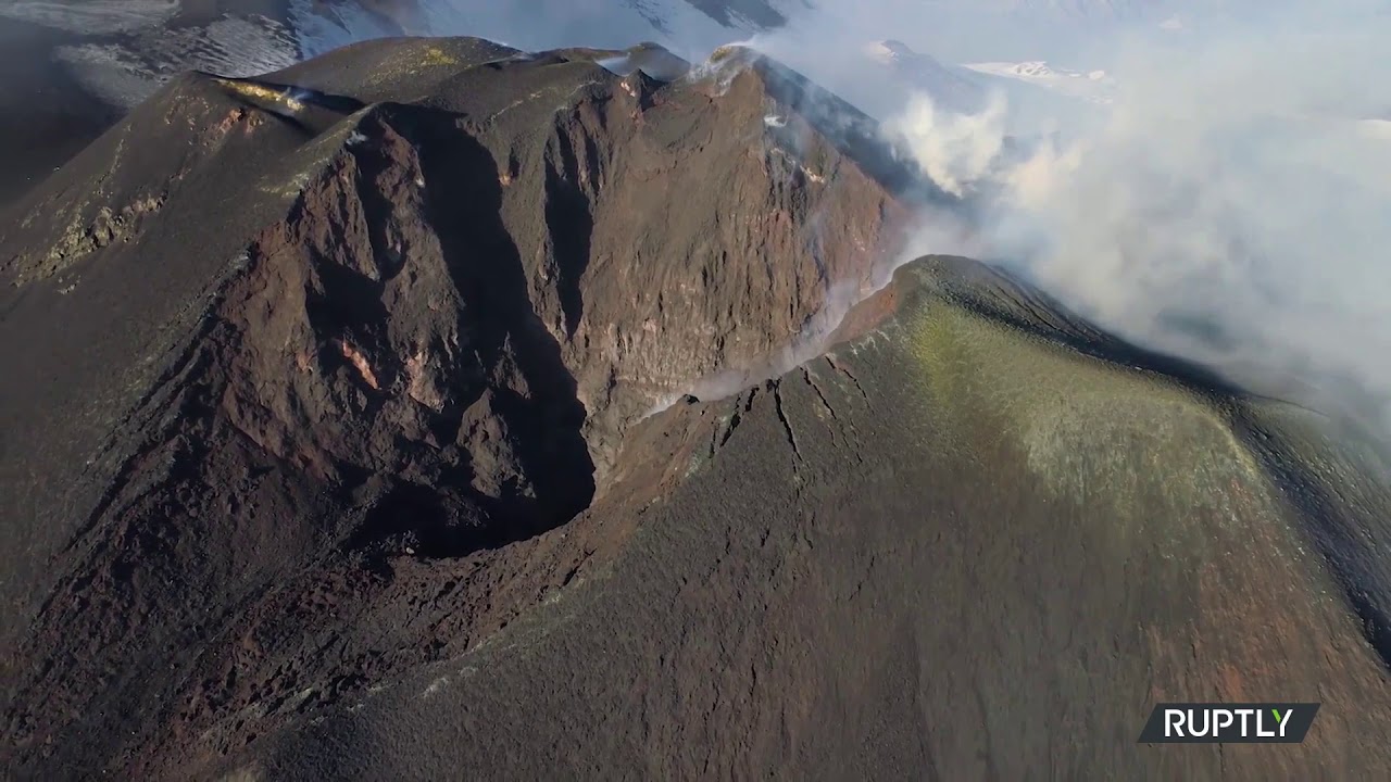 Drone captures volcanic activity of Mount Etna after eruption