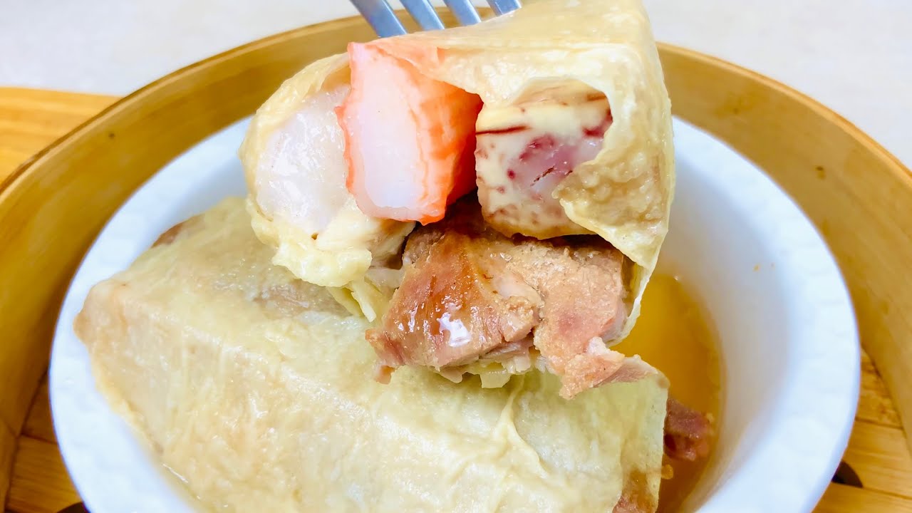 【鸡扎】一道非常古老的广式点心，现在在酒楼很难吃得到。Cantonese Dim Sum ：Steamed Chicken Rolls