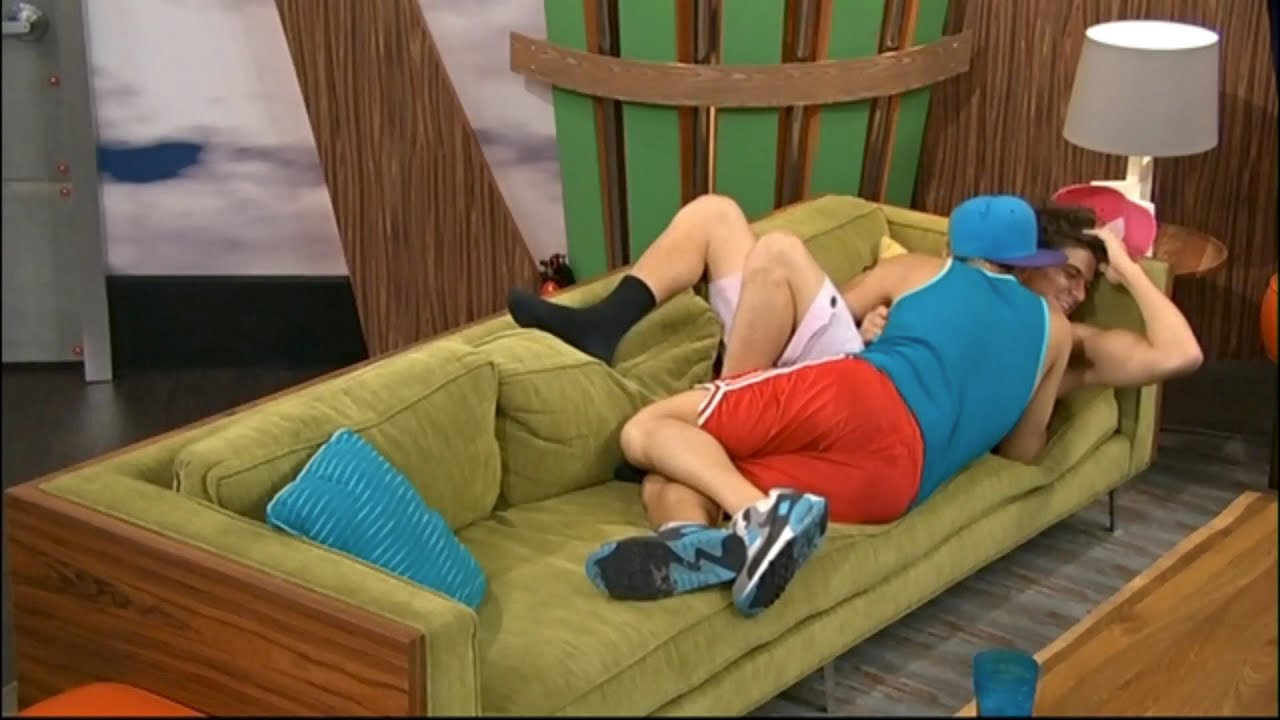 BB16 8/05 7:57pm - Frankie Cuddles Zach on the Couch