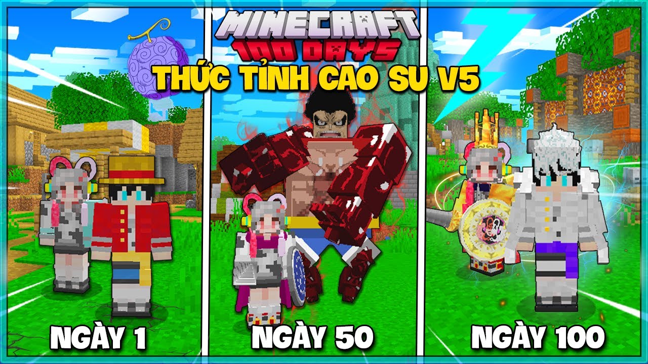 TÓM TẮT 100 NGÀY MINECRAFT ONE PIECE THỨC TỈNH TRÁI CAO SU V5 TRỞ THÀNH VUA HẢI TẶC CÙNG NGƯỜI YÊU!!