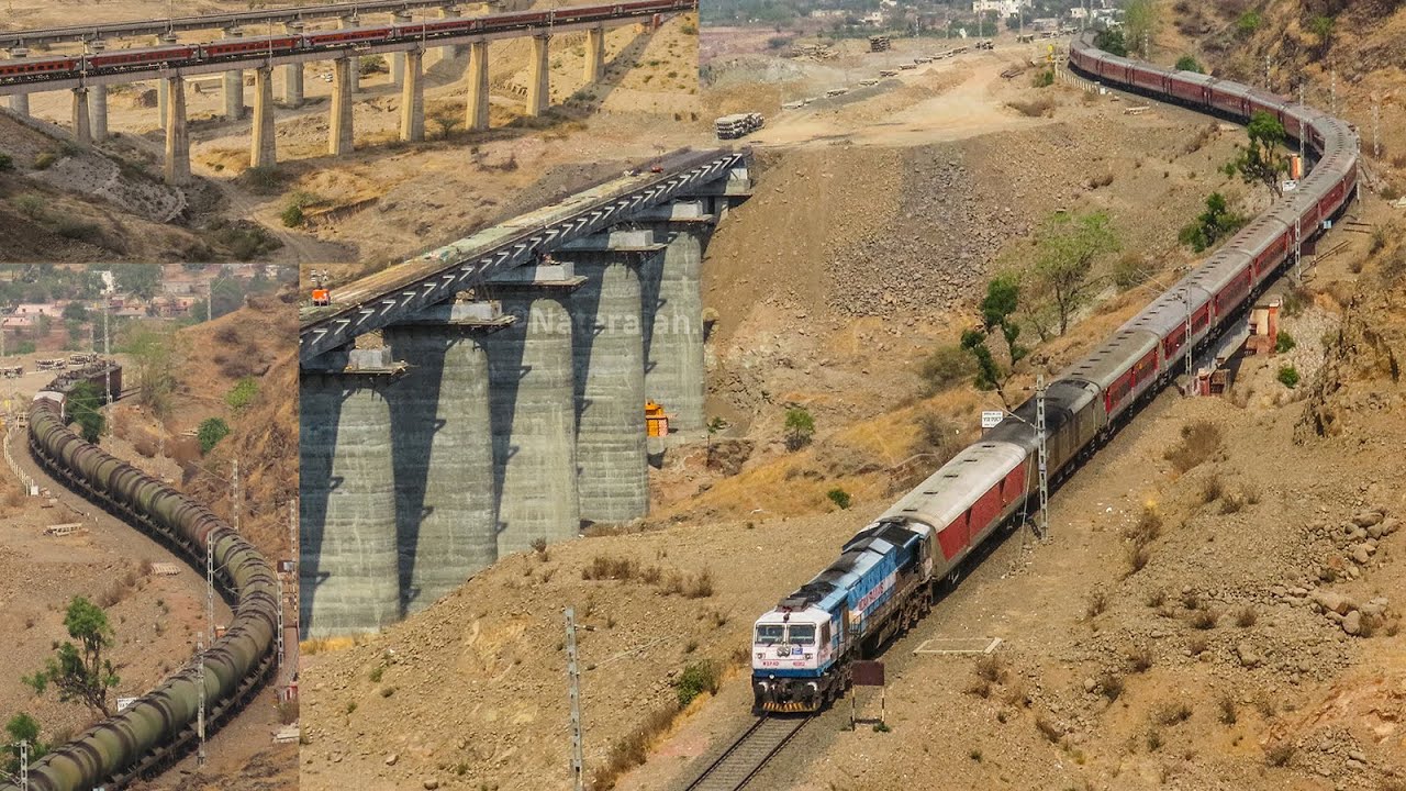 8 in 1 Snaking Diesel & Electric Trains on Pune Miraj Line | Long Bridges of  Shindawane Ghats