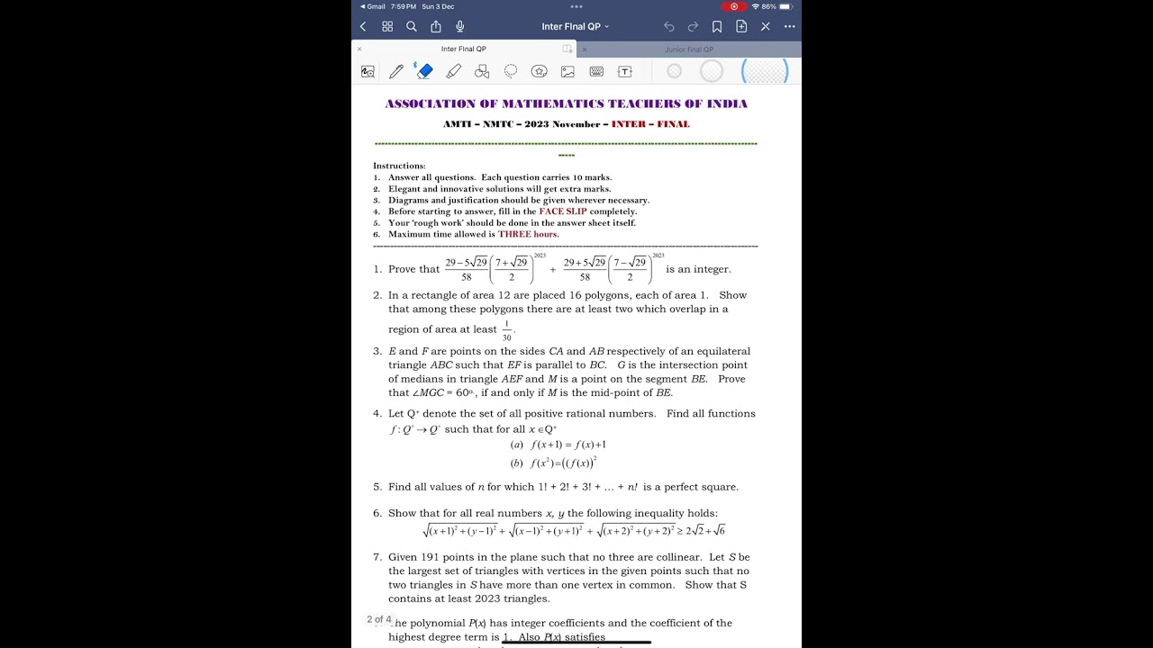 NMTC Final Paper class 11 and 12 #NMTC #mathematics #olympiad #youtubeshorts #viral #trending
