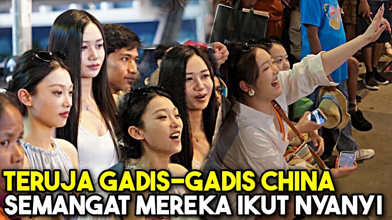 Wah Gadis cantik dari China asyik ikut menyanyi, ada tgh duduk pun terkejut Bob main lagu fav mereka