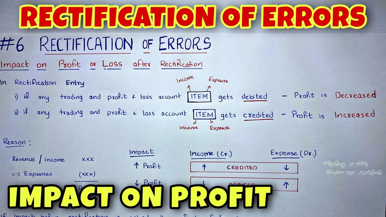 #6 Rectification of Errors - Impact on Profit - By Saheb Academy