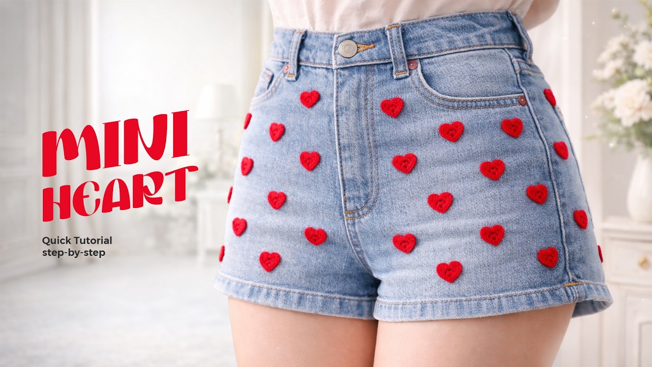 “Cute Crochet Heart Motif ❤️ Step-by-Step Tutorial for Clothes & Gifts
