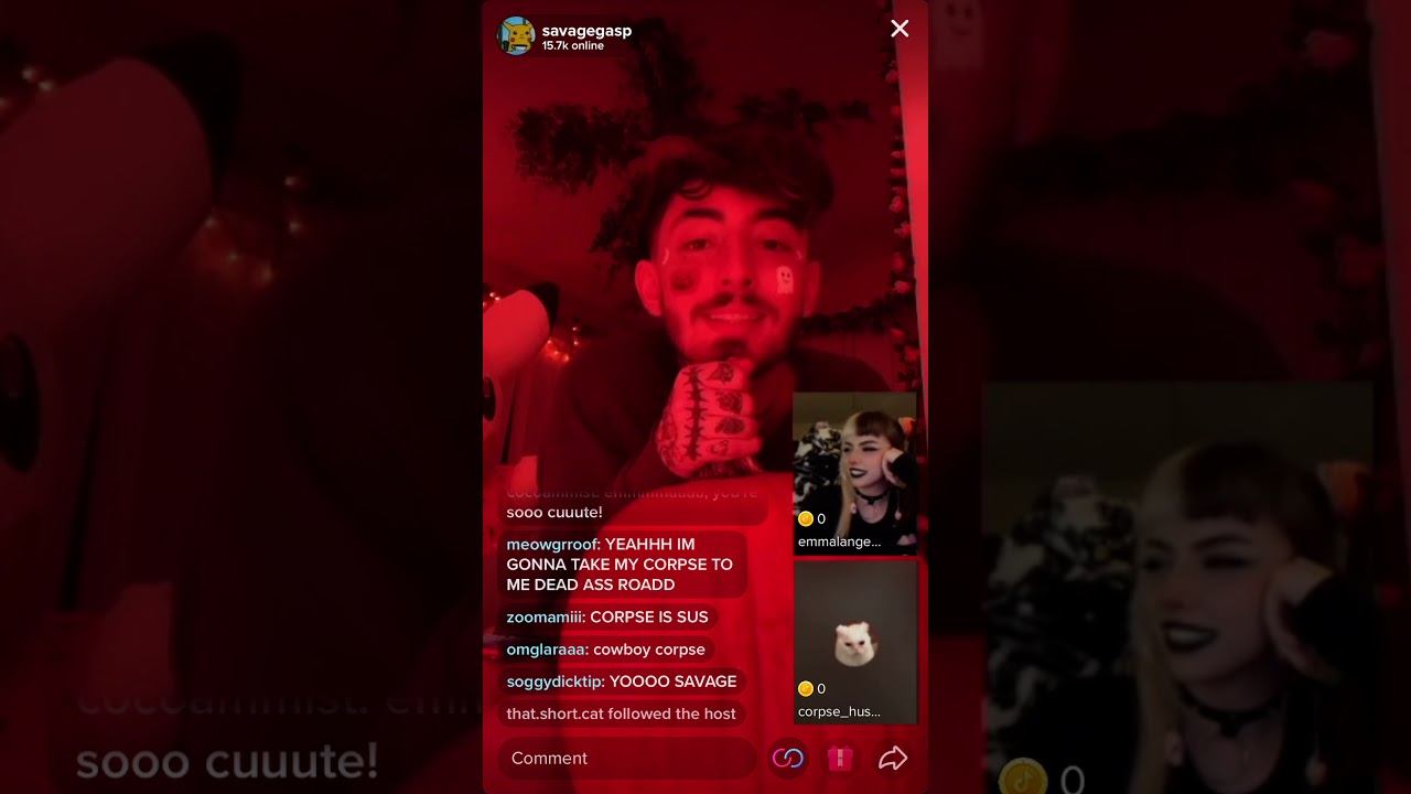 Corpse Husband tik tok  live stream with Savage Gasp and Emma Langevin