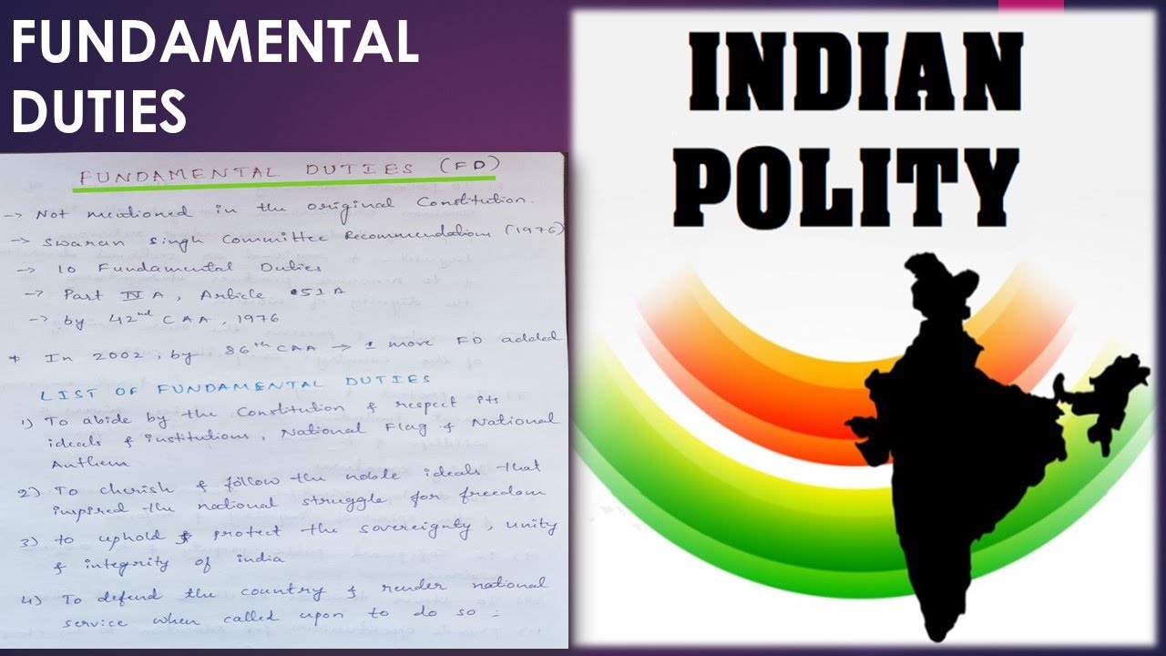 Handwritten notes  on  Fundamental duties