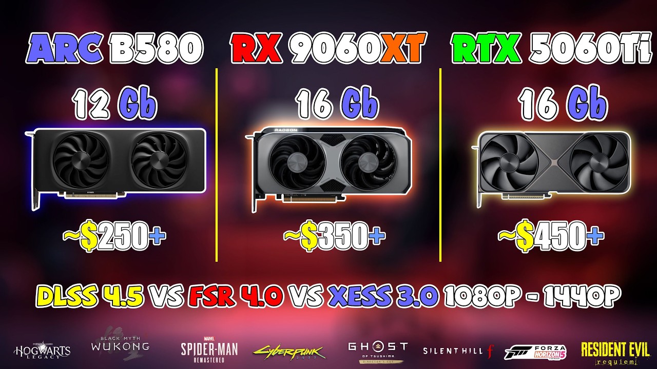 ARC B580 vs RTX 5060 Ti vs RX 9060 XT: The 2026 Mid-Range King? | DLSS 4.5 & FSR 4.0 & XeSS 3.0 Test