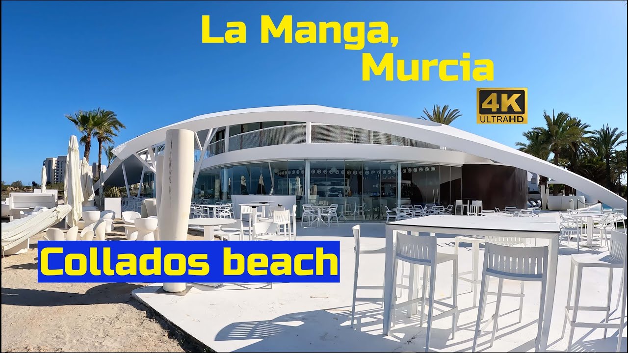 La Manga, Murcia. Featuring Spaceship-Looking Collados Beach Restaurant. Afternoon Walking Tour [4K]