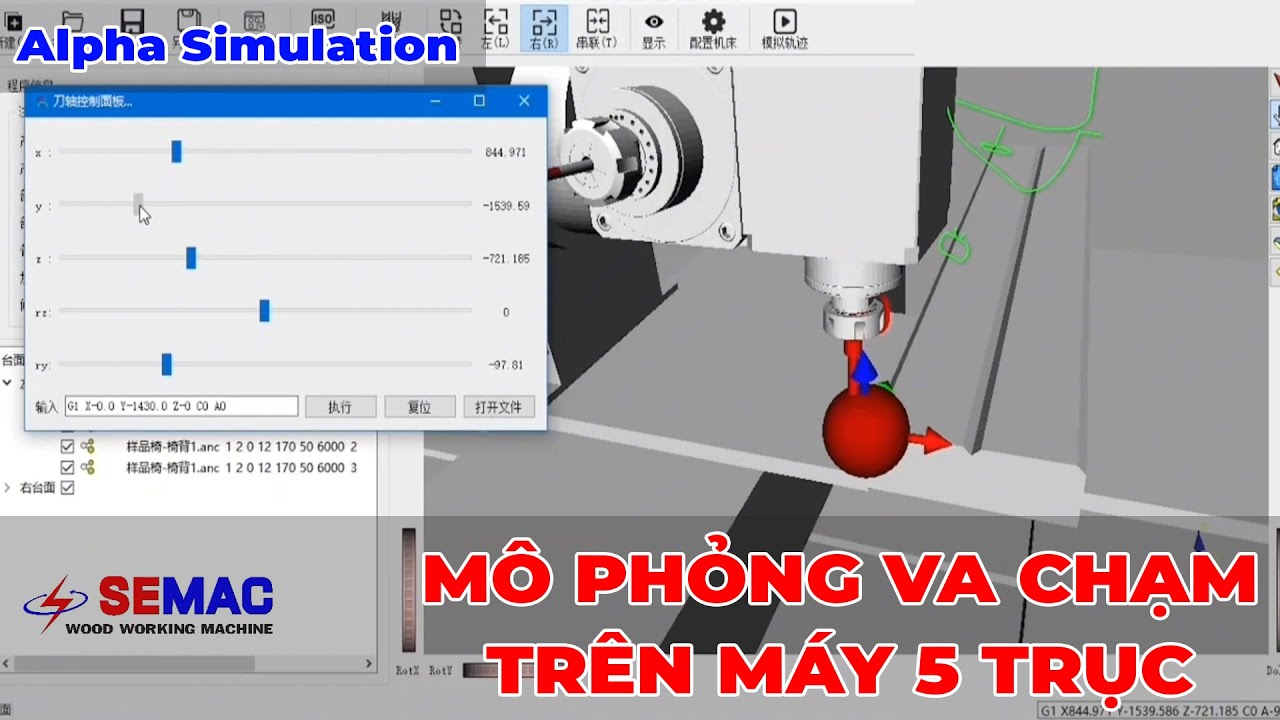Mô Phỏng Phát Hiện Va Chạm Trên Phần Mềm Alpha Simulation Cho Máy CNC 3D 5 Trục