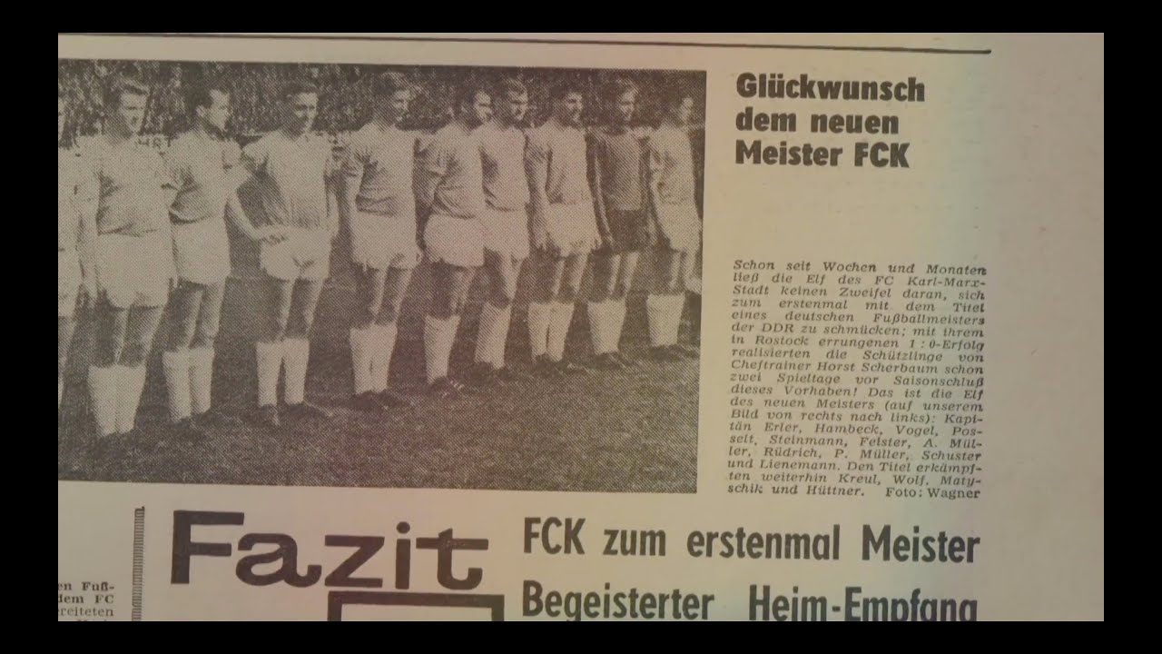 Sensation im Ostfußball: FC Karl-Marx-Stadt Meister!
