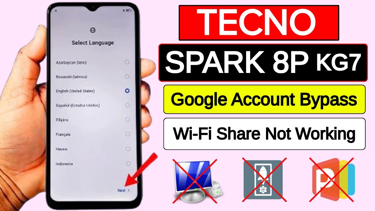 Tecno Spark 8P (KG7) Google Account FRP BYPASS - Without PC | Wi-Fi Share Not Working 2026
