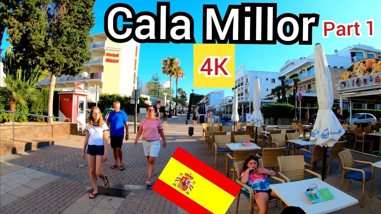 ⁴ᴷ CALA MILLOR and CALA BONA walking tour 🇪🇸 shops bars and beach, Mallorca Spain (Majorca) 4K