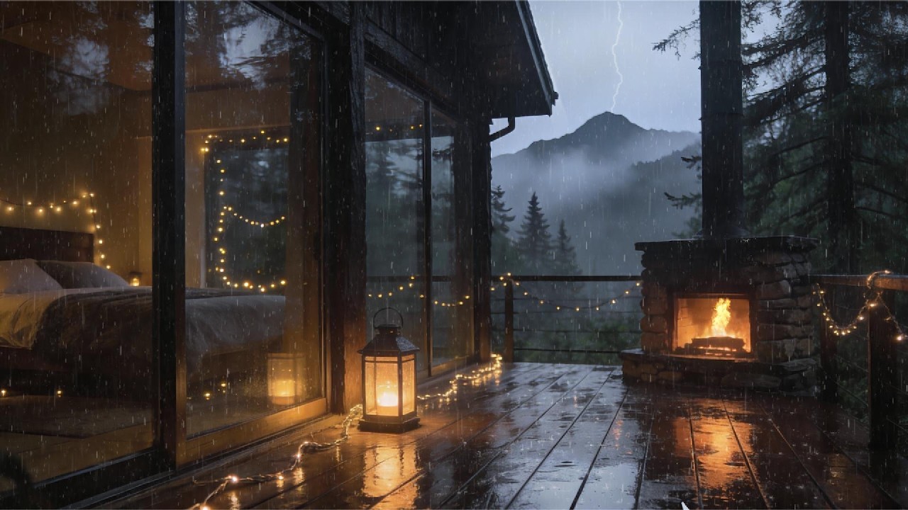 Distant Thunderstorm on Mountain Cabin Porch | Sleep in Minutes Tonight