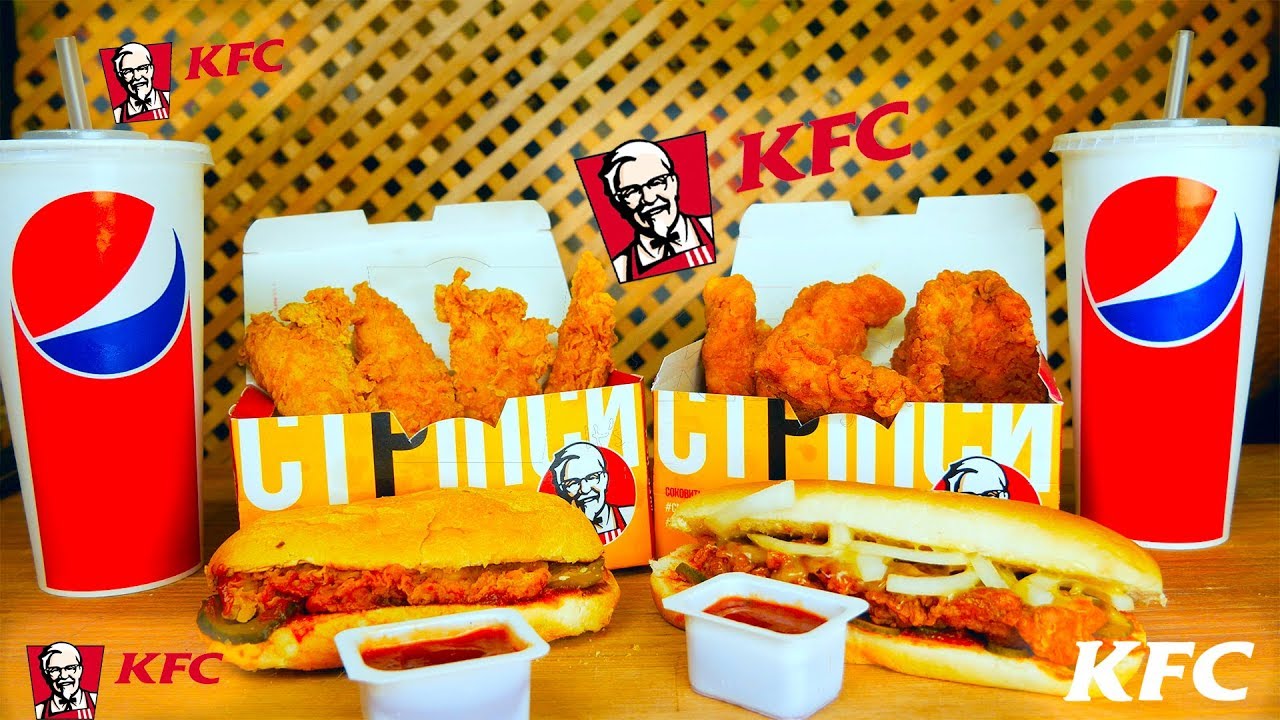 ПОВТОРЯЮ МЕНЮ KFC / куриные стрипсы, лонгер,пепси-кола.