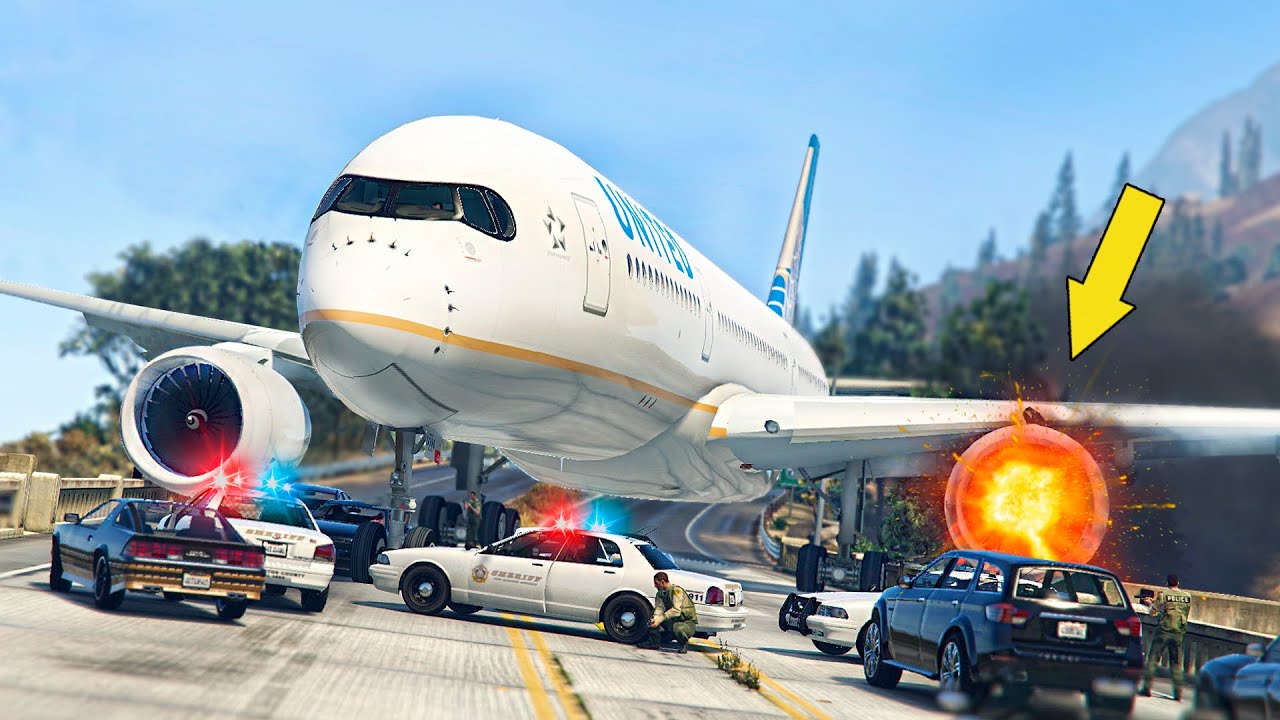 GIANT AIRBUS Makes Crash Landing on Bridge after Engine Failure | GTA 5