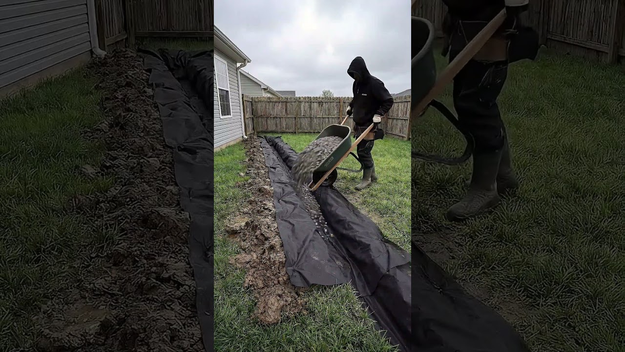 ✅ Can a French Drain Completely Fix Backyard Flooding Problems?  #satisfyingbuild