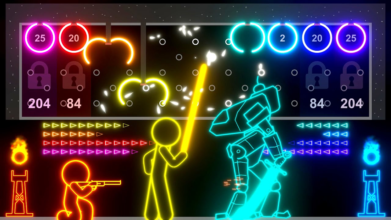 Neon Claw Machine: Stickmen VS Mechs