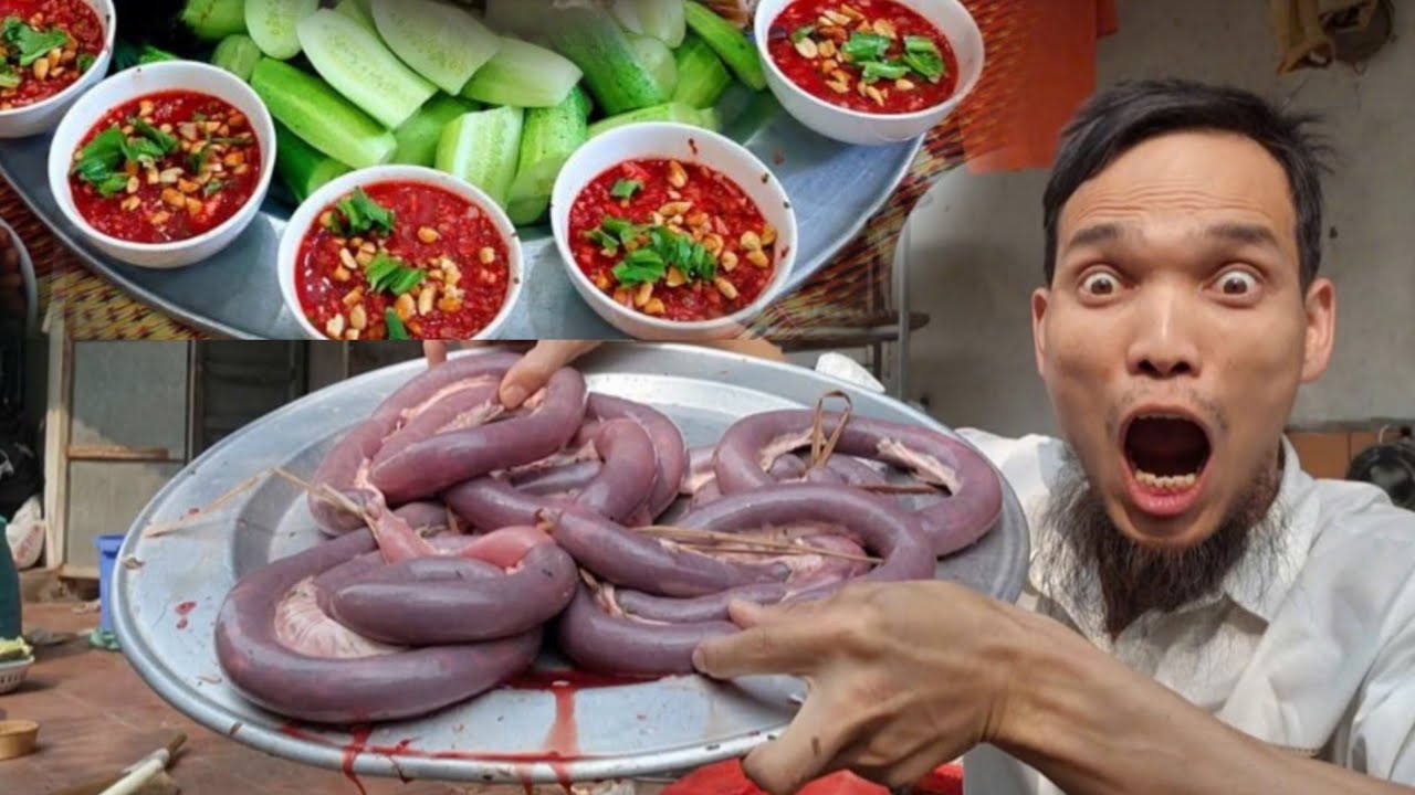 Làm món Lòng lợn tiết canh ngon
