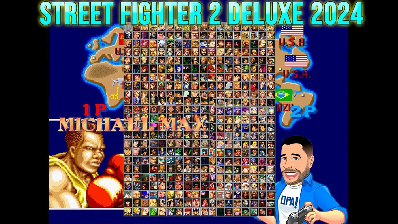 Street Fighter 2 Deluxe 2024 - Jogando com Michael Max - Roda em PC fraco.