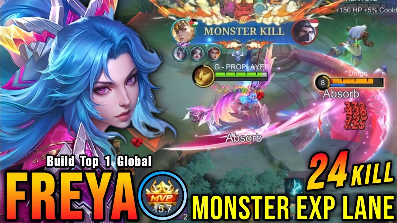 24 Kills!! Legendary Freya Monster EXP Laner!! - Build Top 1 Global Freya ~ MLBB