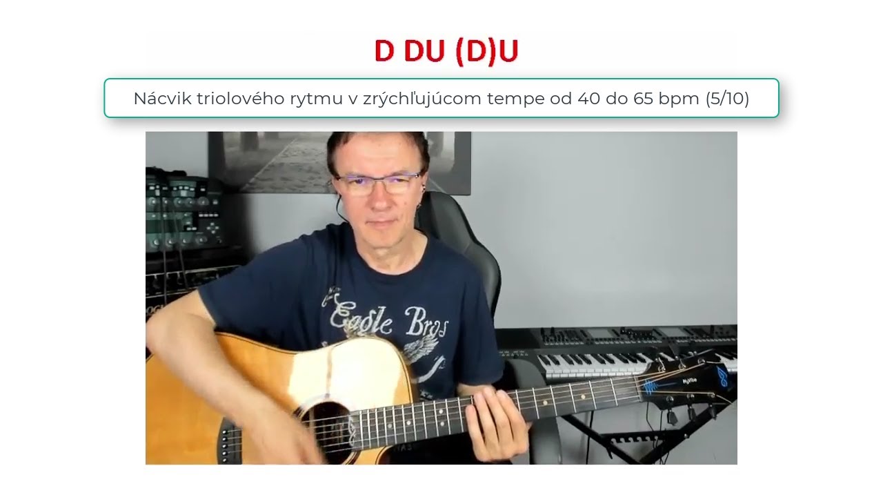Vytrénujte si triolový gitarový rytmus č. 5: D(U) DU (D)U