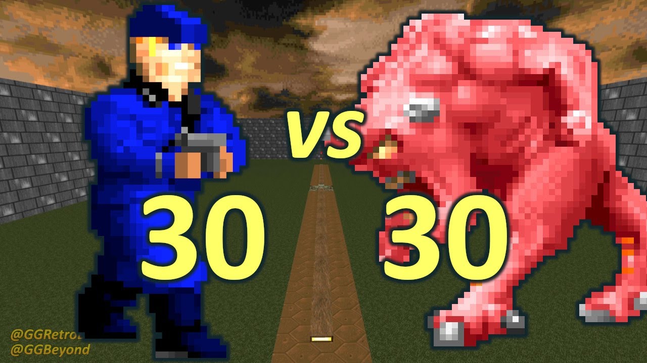 30 Wolfenstein SS vs 30 Demons - Monster Infighting - Doom II Retro Battles