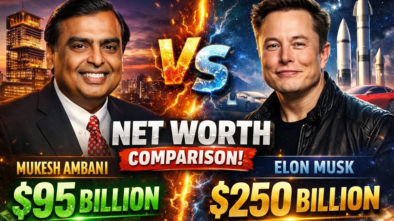 Mukesh Ambani Net Worth vs Elon Musk 💰 | World Richest Man Comparison 2026