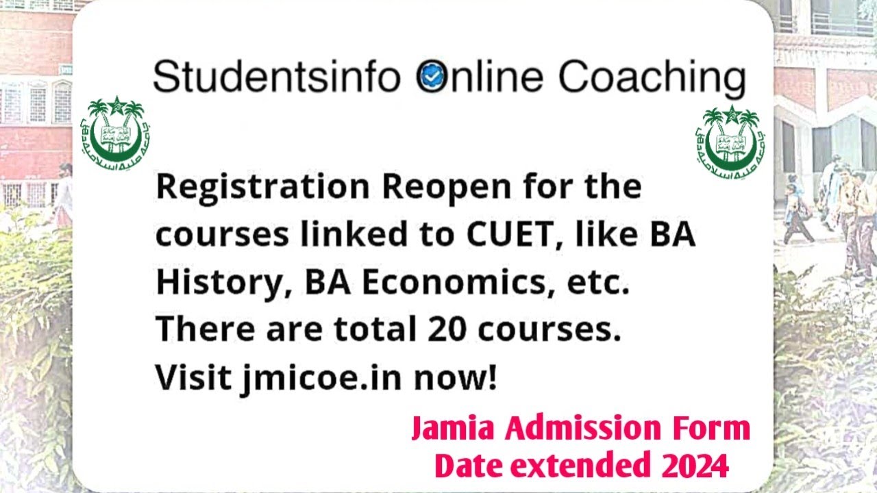 Jamia Application Form date extended 2024  Jamia application form 2024 #jmi