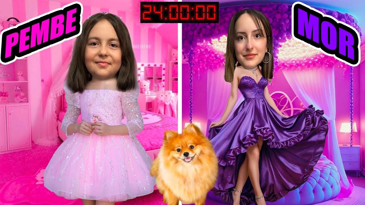 24 SAAT HER ŞEY PEMBE MOR !! HİRANUR & ZEYNEP 