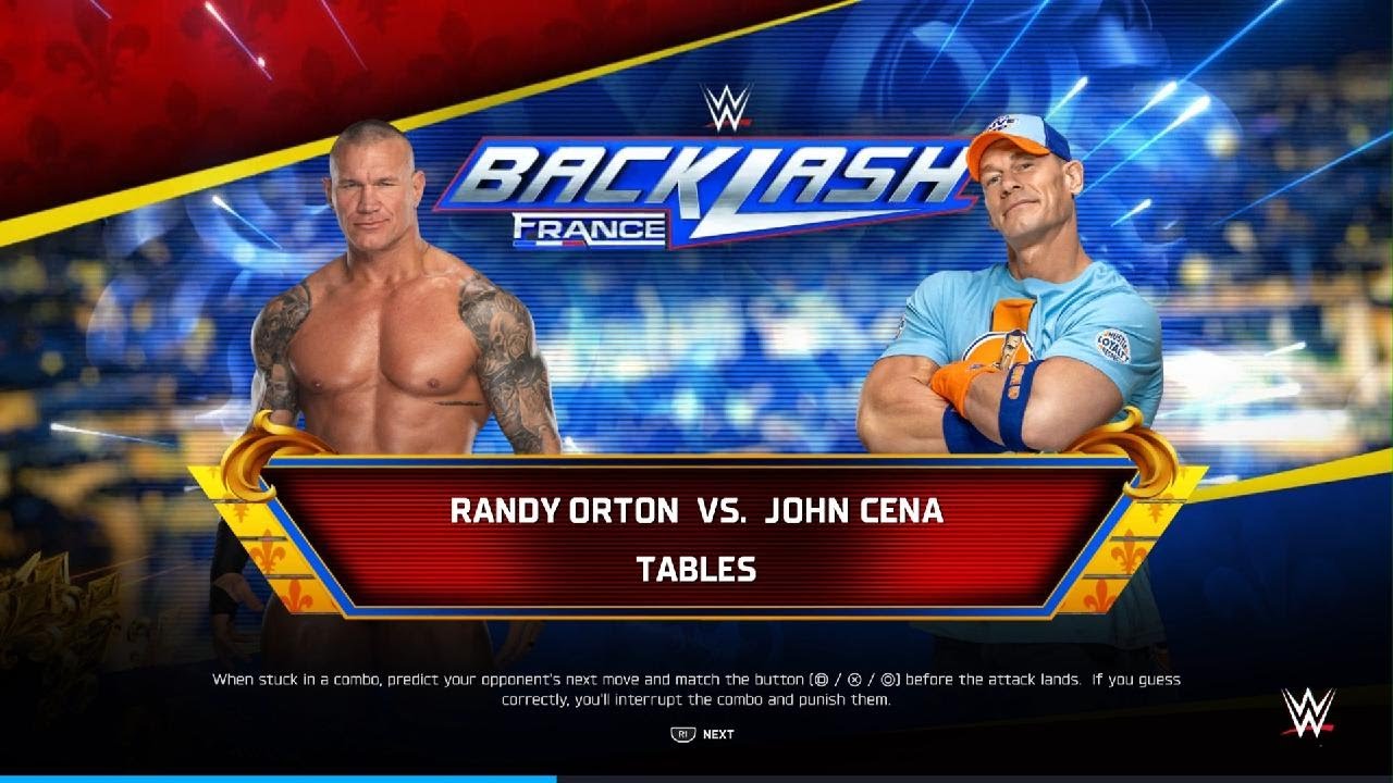 WWE 2K25 Randy Orton vs John Cena tables match Backlash
