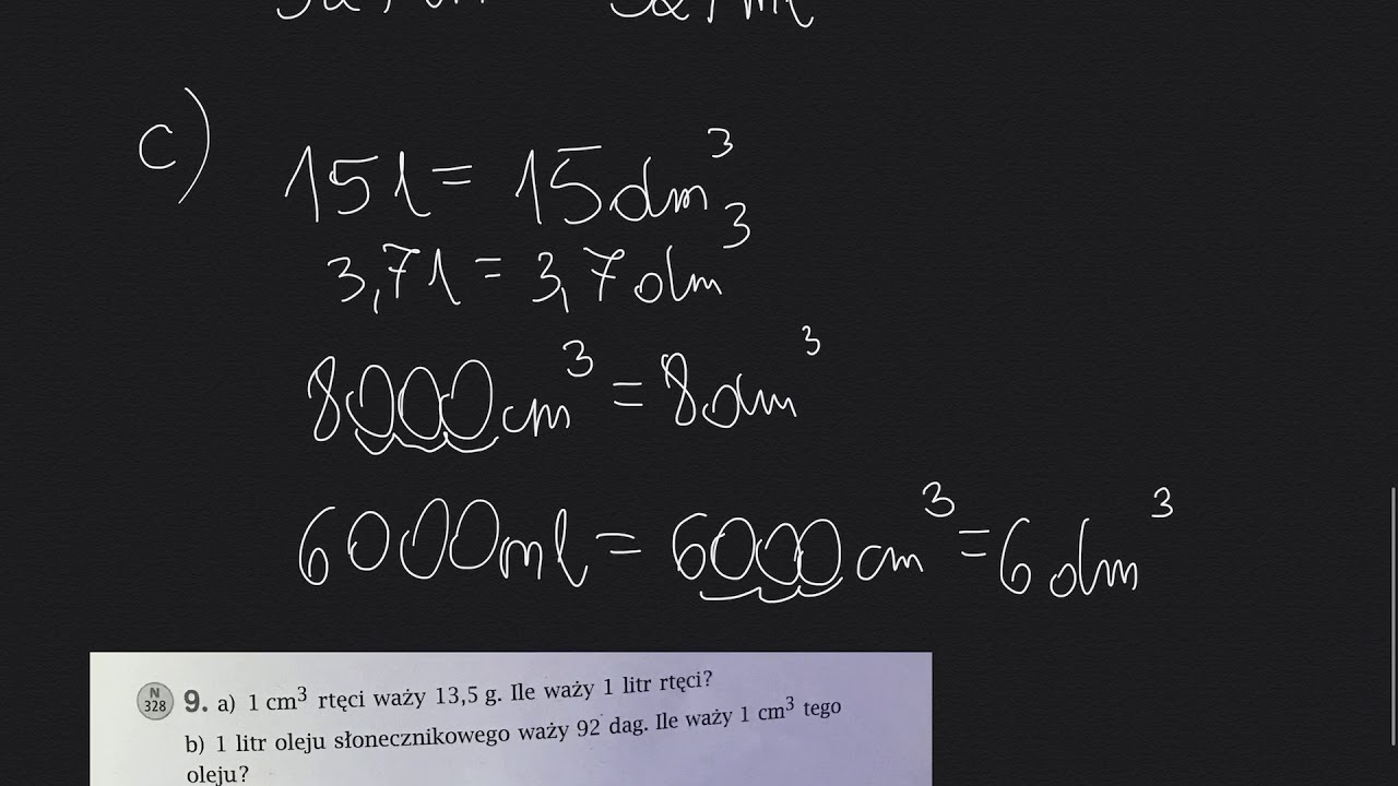 Lekcja 35. Jednostki objętości (Litry , mililitry, centymetry i decymetry sześcienne ) - klasa VI