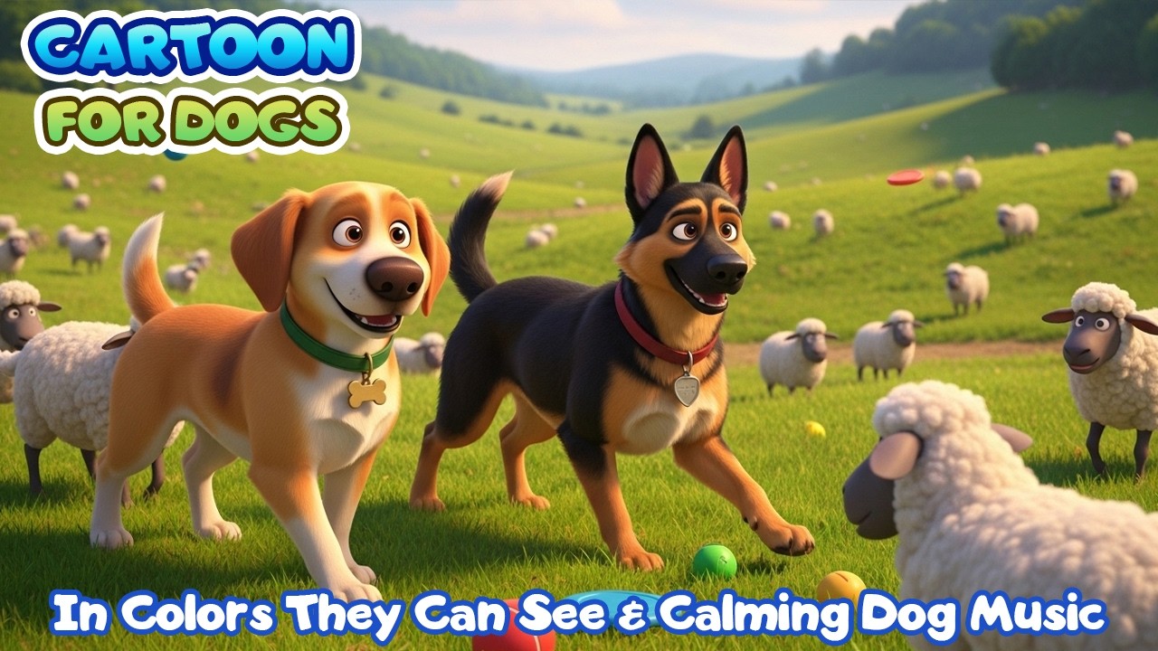 DOG CARTOON 🐶❤️ Best Cartoon for Dog to Watch When Home Alone, in Colors They Can See