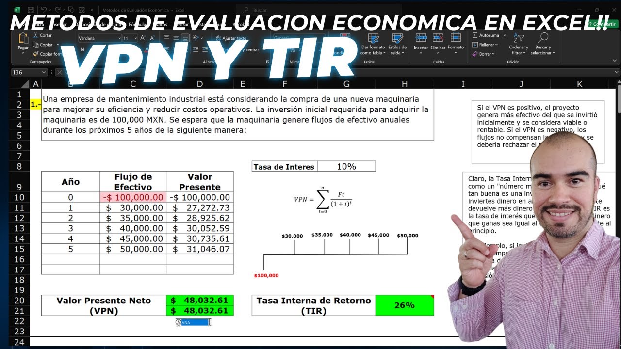 🔥 Cálculo VPN y TIR en Excel Paso a Paso - Tutorial Completo 2025