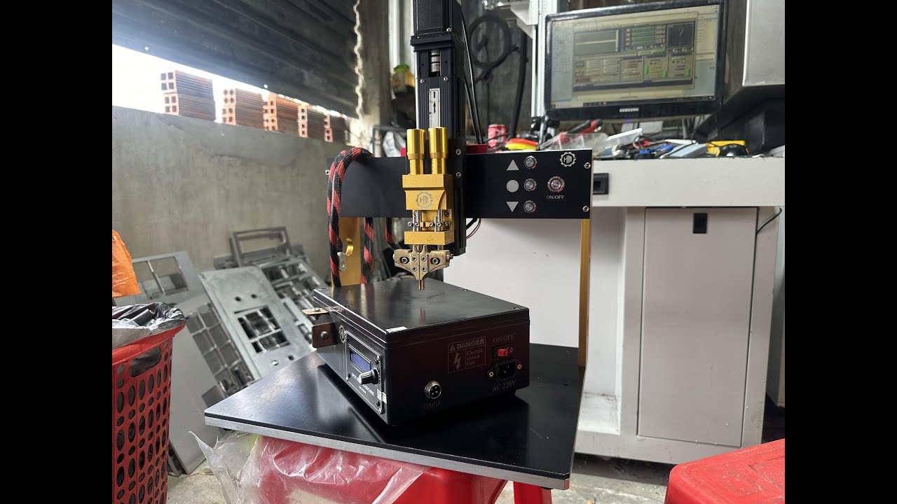 chế máy hàn cell pin dùng trụ tự động, sử dụng biến áp lò vi sóng phần 2